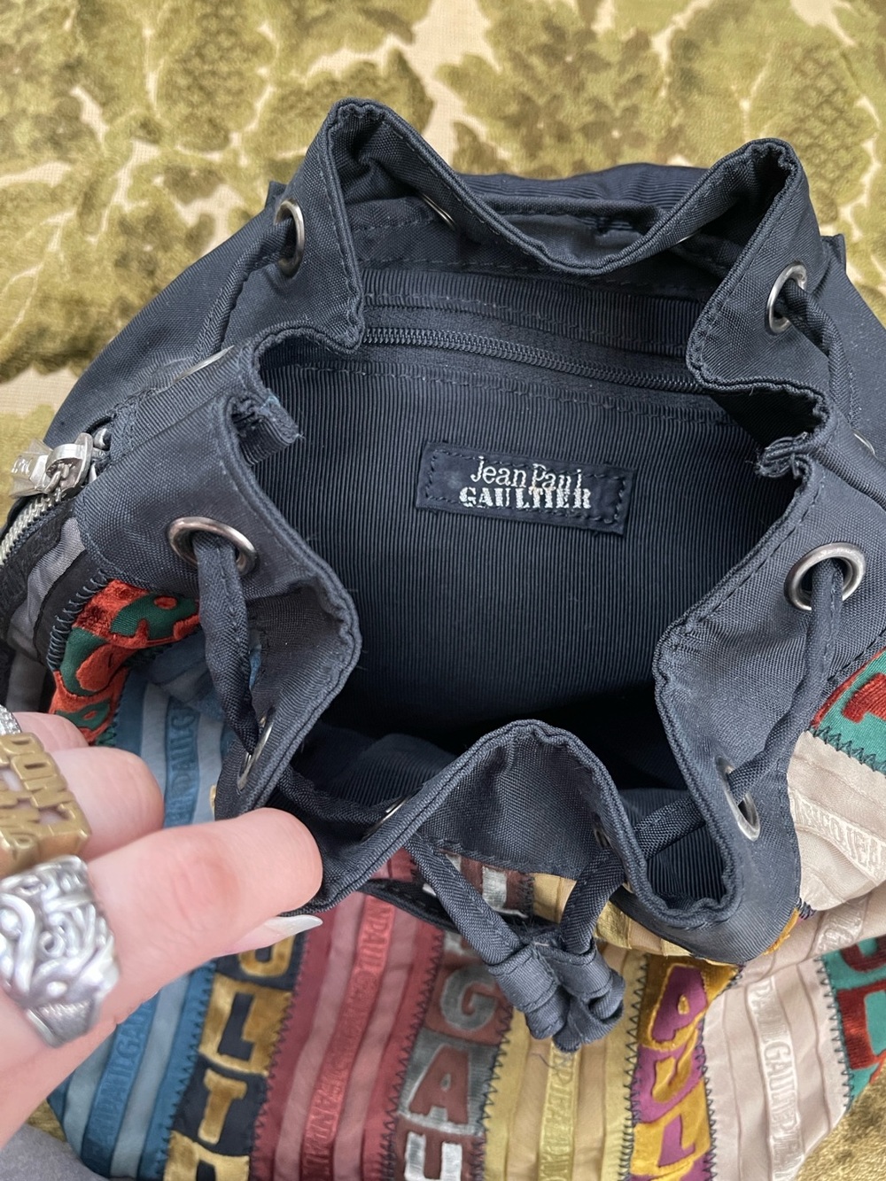 RARE Jean Paul Gaultier Multicolor Velvet Lettering Mini Backpack - Picture 10 of 11